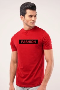 T Shirt Fashion Printed Red Colored Summer Top Half Sleeve Tee Shirt Round Neck Cotton Trendy T-shirt Casual T shirt Spring Wear Smart Fit Half Sleeve
