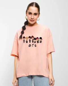 T Shirt for women n girls Trendy Summer collection in stylish New Girl With BTS printed round neck half sleeves T shirt