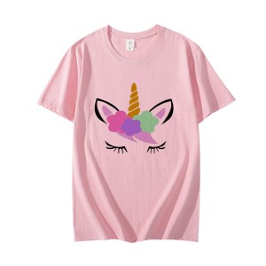 T shirt Unicorn Printed Round Neck half Sleeves Best Quality For Casual Pink T Shirt For Ladies Women & Girls
