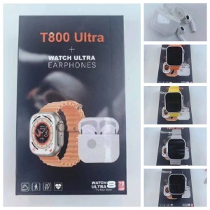 T800 Ultra 8 Smartwatch for Sport and Fitness Men and Womens Bluetooth Call 2-in-1 Watch with Earphone