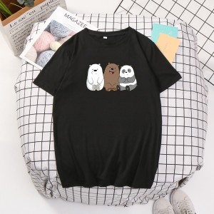 Three Sitting Bears Half Sleeves T-shirts for Men's/Women's