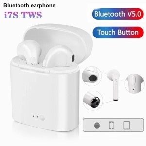 Top-Quality i7S Double Wireless Bluetooth Hand Free with Power Bank Pod Stereo Earphones White