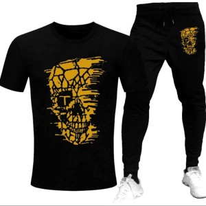 Pack of 2 | Black Summer Printed Tracksuit For Men & Boys | Soft & Comfortable Fabric Tshirts for men & Trouser Printed Tracksuit