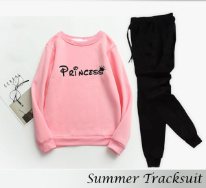 Tracksuit PRINCESS Print Thick & Fleece Fabric Sweatshirt with trouser for Winter sweatshirt Fashion Wear tracksuit for Women / Girls