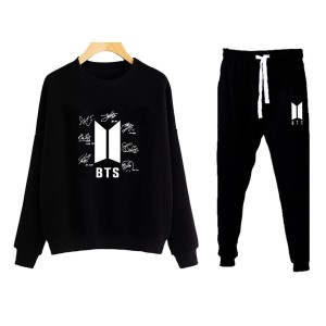 Tracksuit BTS SIGN Print Thick & Fleece Fabric Sweatshirt with trouser for Winter sweatshirt Fashion Wear tracksuit for Women / Girls