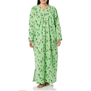 Tree Print Flannel Long Night Gown