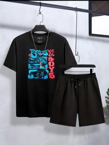 Trendy Boys will be boys Printed in Black Cotton Half Sleeves O Neck Short & Tshirt For Men & Boys-copy