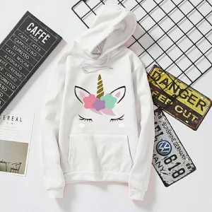 Unicorn Print Pullover Hood FOR Girls