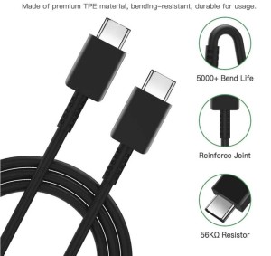 USB Type C To Type C PD Fast Charging Cable- 100% Original High Speed USB Type C Data Cable For Android Devices