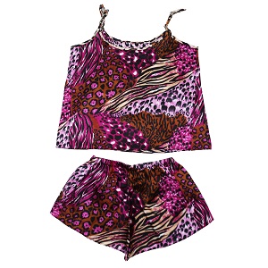 Valerie Digital print silky satin Night wear Cami set for women with eye mask and scrunchies