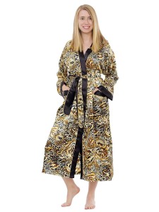 Valerie Women Silky Comfy Satin Classic Long robe/gown Featuring Contrast Trims & piping Nightwear