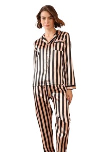 Valerie Women Soft Pajamas Set With Black Stripe pajama set