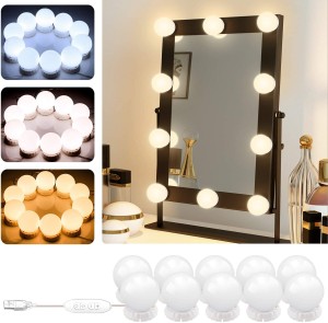 Vanity Lights for Mirror 10 Bulbs - Dimmable Color and Brightness Stick on Mirror, Hollywood Style Led Makeup Light kit for Mirrors