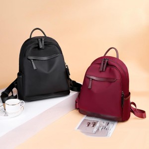 waterproof and durable solid color double zipper casual fashion backpack school bag bag with headphone jack