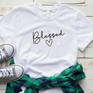 White Blessed Printed Cotton Halfsleeves Shirt
