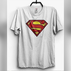White Superman logo Printed summer cotton T-Shirt for Men
