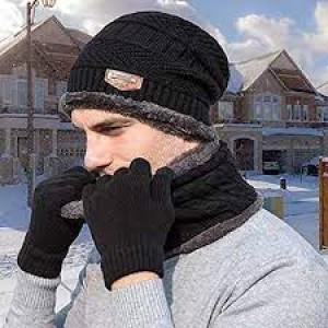 Winter Beanie Cap Scarf Set Warm Knit Cap