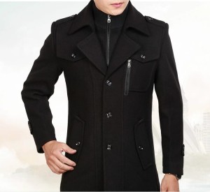 Winter Black Button Trench Coat For Men