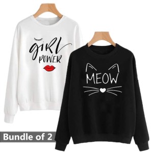 Winter Season Pack of 2 Meaow print Sweatshirts for Women's/Girls.