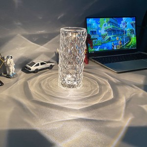 LED Crystal Lamp Rose Crystal Diamond Table Lamp Acrylic Touch Atmosphere Light 16 Colors Fantasy Night Light Six-Speed Dimming C