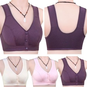 Front Button Comfortable Gather Bra Breathable Thin Section Soft Women Bra