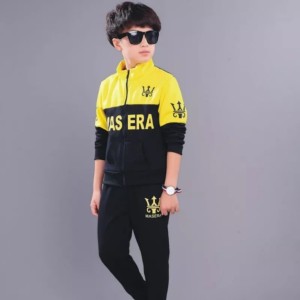 Yellow and Black Masera Print Track Suit for Kids