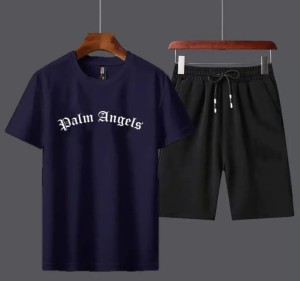 Navy blue palm Angle printed gymwear tShirt short  tracksuit for men and boys best reccomended article of summer collection
