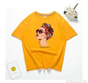 Yellow Pop Art sketch Printed T-Shirts for Girls & Women's