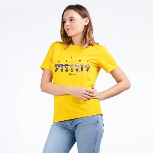 Yellow T Shirt for BTS army Summer collection in stylish New printed round neck half sleeves T shirt