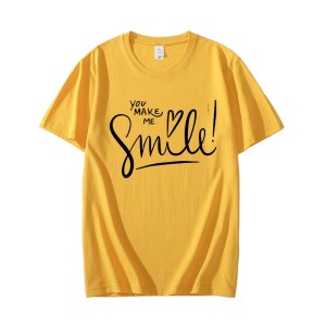 Yellow T Shirt For Girls new and stylish design smile Print Summer Wear Round Neck Half Sleeves Shirt