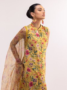 Zainab Chottani Digital Printed 3 PCS Women Unstitched Suit - Mustard