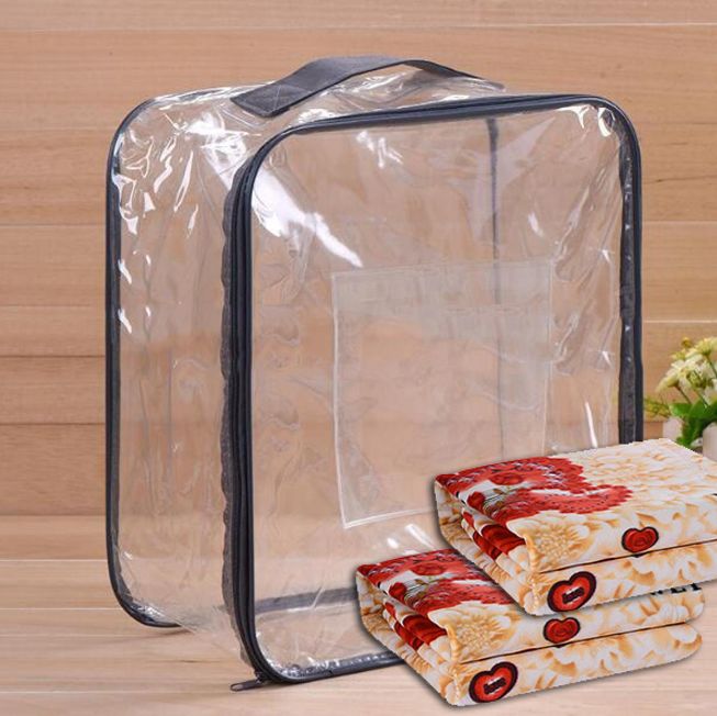 4 Pc Blanket Storage Bags Clear Zippered Vinyl Clothes Home
