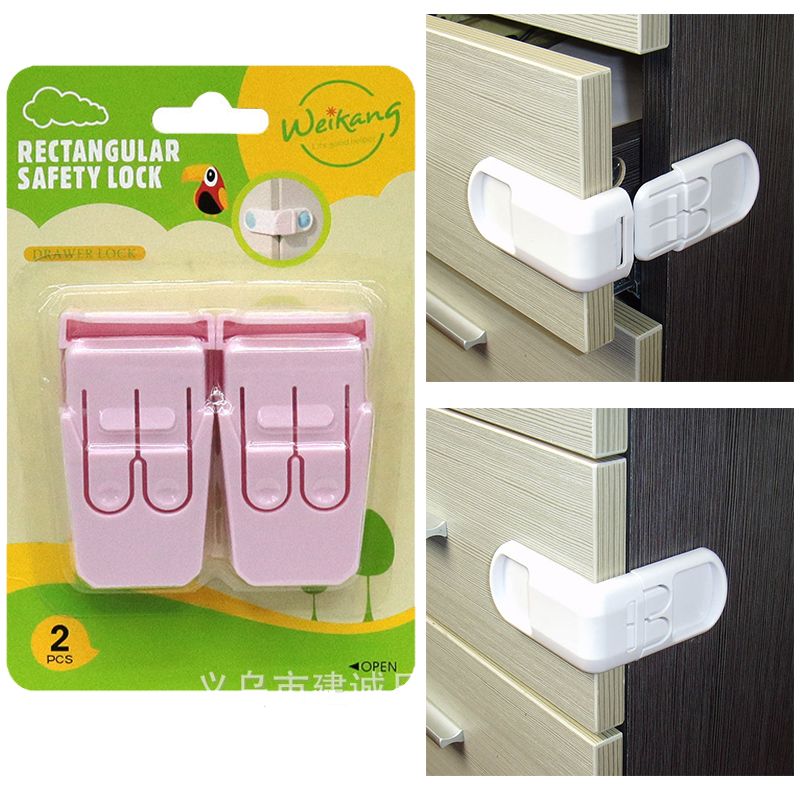 Pack of 2 Right Angle Safety Lock for Drawers / Showcase / Single door cabinets Desks Anti Pinch Lock
