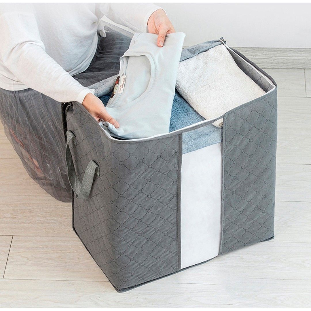 4 Large Non-woven Storage Bags With Windows, Foldable Clothes