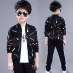 Black Stylish Print Track Suit for Kids