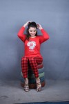 Red Flower with Dotted Style Pajama Full sleeves night suit for her 