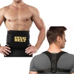Combo Deal (Shoulder Belt  Brace Support Belt Adjustable Back Posture Corrector + Sweat Belt Slimming Belt)