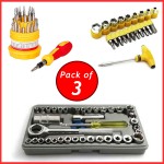 Combo Pack of 3 Get the Ultimate Tool Kit with the Aiwa Tool Set 40 Pcs , 30 in 1 Screwdriver and T Tool Set