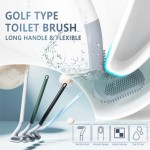 Golf Silicone Toilet Brushes With Hook Long Handled Toilet Cleaning Brush Black Modern Hygienic Bathroom Accessories