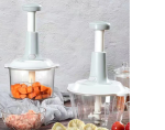 Manual Food Chopper, 1.5L & 2L Speedy Chopper with 3 & 4 Curved Stainless Steel Blades, Handheld Vegetable Chopper/Mincer/Mixer/Blender to Chop Fruits