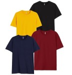 Pack of 4 Plain Half Sleeves T-shirts