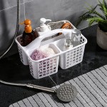 Plastic Bathroom Basket Kitchen Sink Basket Shower Caddy Basket with Compartments, Portable Divided Cleaning Product Storage Organizer with Handle