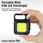 Pristar Small LED Flashlight 800 Lumens COB Rechargeable Keychain Mini Flashlight 4 Light Modes Portable Pocket Light with Folding Bracket Bottle Open