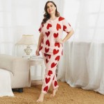 Hearts Printed Tshirt and Trouser Night Dress By Hk Outfits