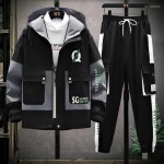 Stylish Printed Front Two Pocket Hooded Tracksuit For Men