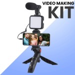 VLog Mobile Vlogging Kit, Video Making kit, with tripod stand, Microphone, Led Light, Mobile Holder ALL IN ONE Better Sound And Lighting