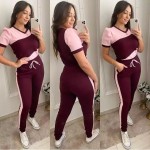 Maroon Panel Gym  Summer Suit Or Yoga Suit Tracksuit For Her