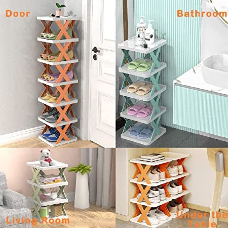 2pcs Simple And Foldable Shoe Rack, Double-layered And Adjustable Plastic Shoe  Storage Organizer
